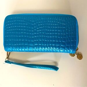 Teal colored with pebbled detail wallet